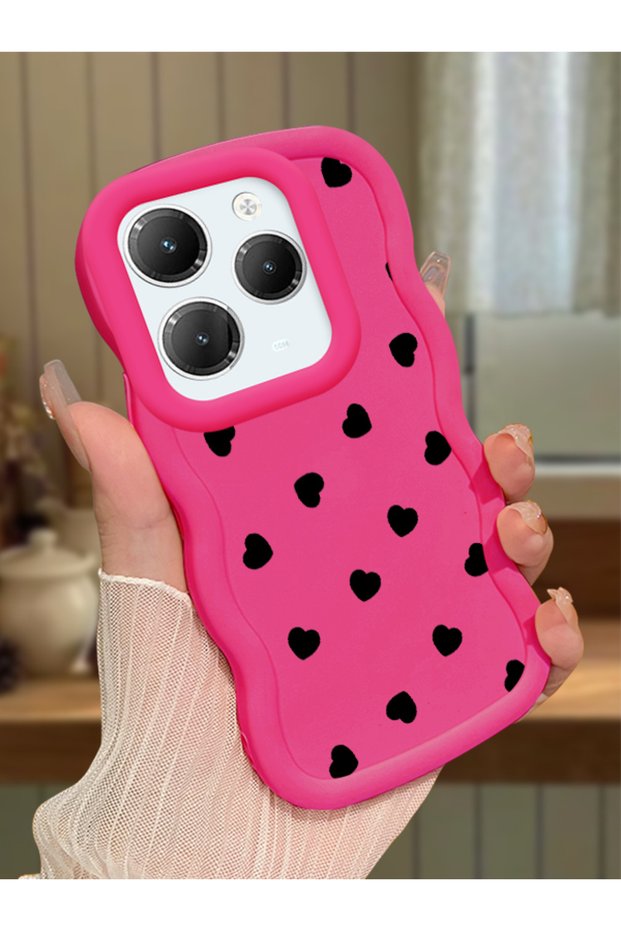 Infinix Hot 40 Pro Compatible Shockproof Simple Red Silicone Phone Case Heart Pattern