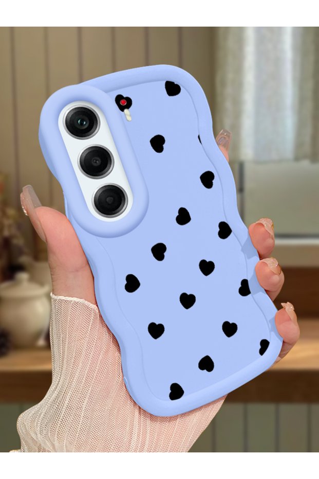 For Tecno Camon 40 Pro 5g Compatible Anti-Knock Simple Blue Silicone Phone Case Heart Pattern