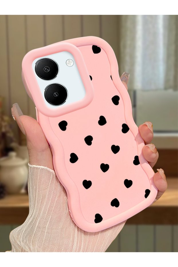 Vivo Y27 5g Compatible Shockproof Simple Pink Silicone Phone Case Heart Pattern
