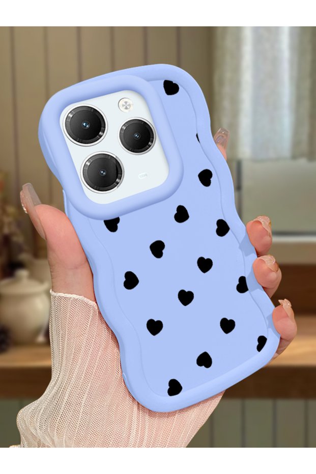 Infinix Hot 40 Compatible Shockproof Simple Blue Silicone Phone Case Heart Pattern