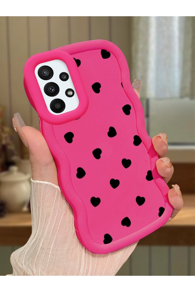 Samsung Galaxy A23 Compatible Shockproof Simple Red Silicone Phone Case Heart Pattern