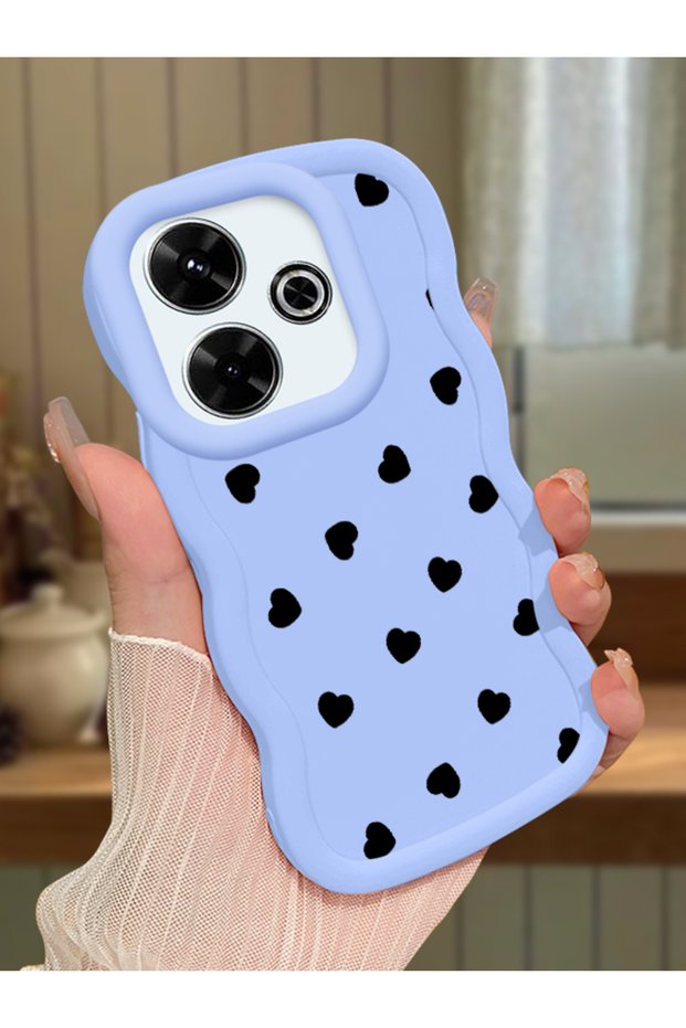 Redmi 13 Compatible Shockproof Simple Blue Silicone Phone Case Heart Pattern