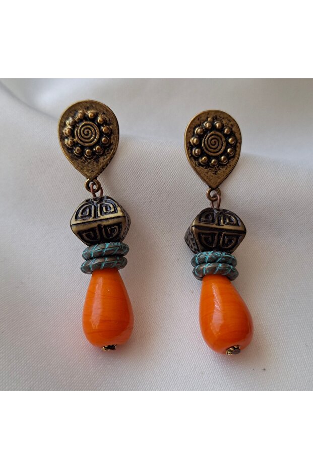 Handmade Bohemian Dangle Orange Women's Earrings
