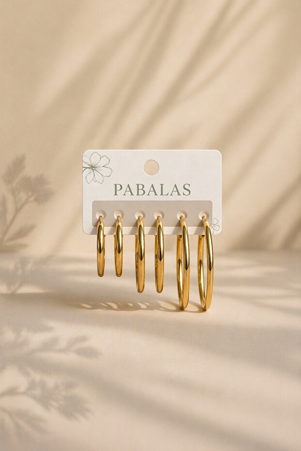 Premium Hoop Earring Set for Women, 6-Piece Gold Minimal Stylish Combination Earrings