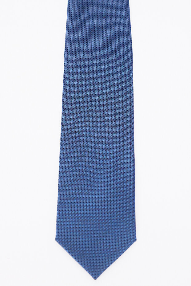 Men's Blue Patterned Silk Tie - 2