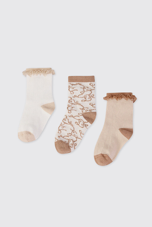 Baby Girl Cream 3-Piece Socks