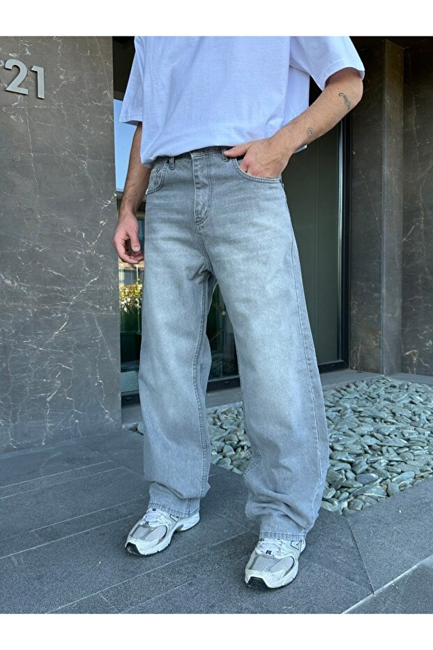 Gray Washed Extra Baggy Jeans Super Baggy Fit Panrolon