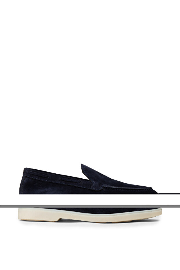 Men's Genuine Suede Navy Blue Loafer Shoes