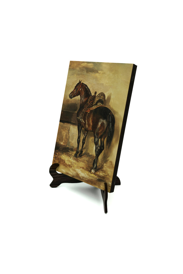 Horse in the Barn Oil Painting Printed Mdf Tabletop 10X15 5G-At2
