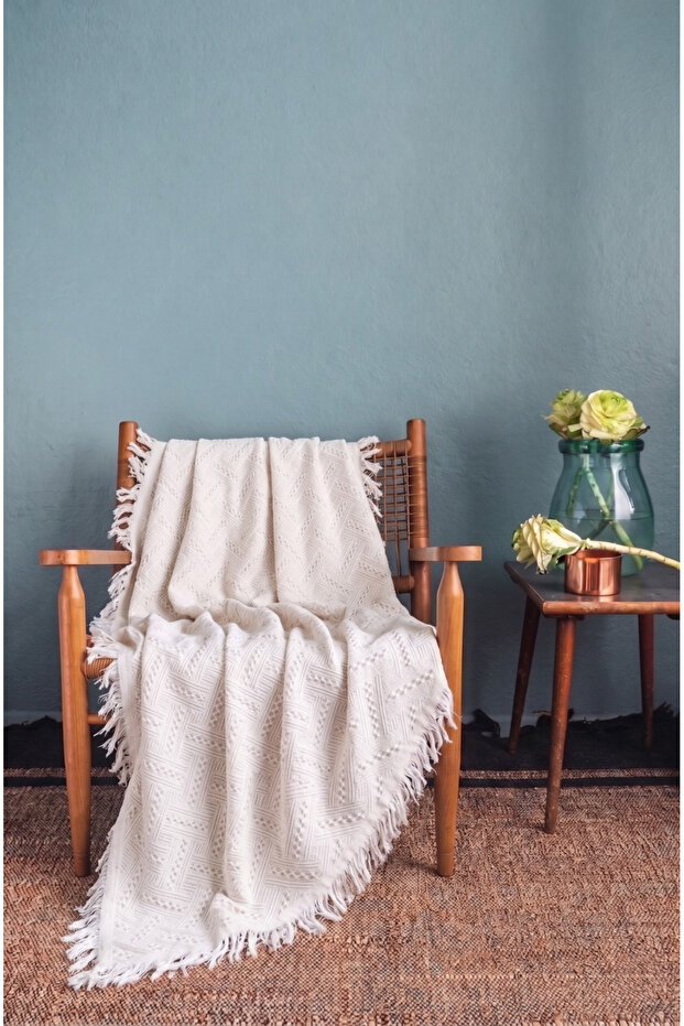 Berjer Cover | Cotton Sofa Cover with Fringes | Multi-Purpose Cover | Sofa Shawl | Tv Cover | 150X170