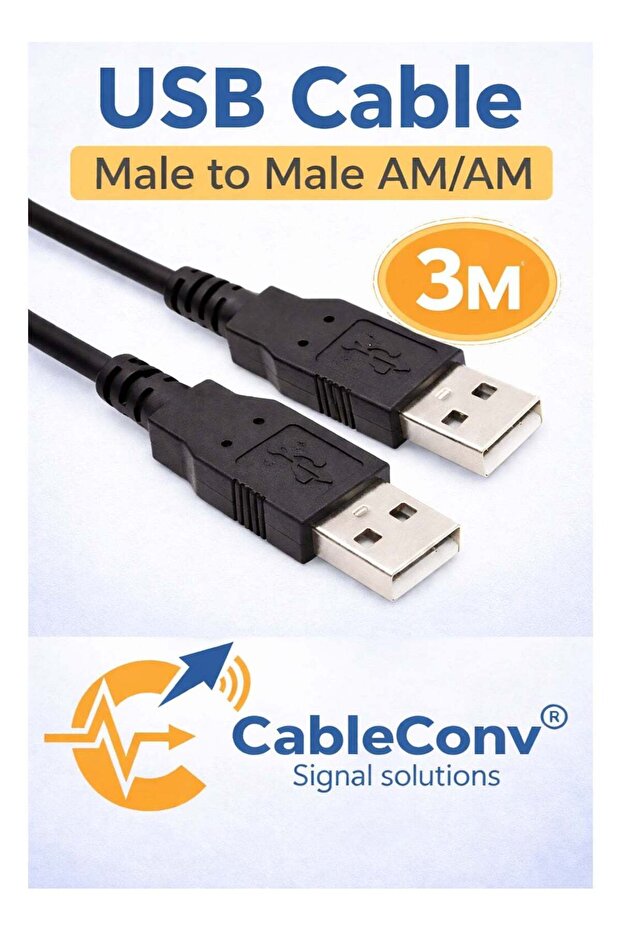 كابل USB نوع A ذكر إلى ذكر بطول 3 أمتار لنقل البيانات عالي السرعة