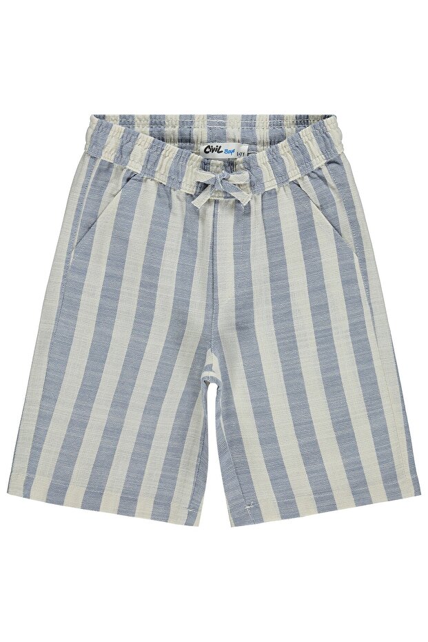 Self-Striped Capri for 6-9 Years - Blue