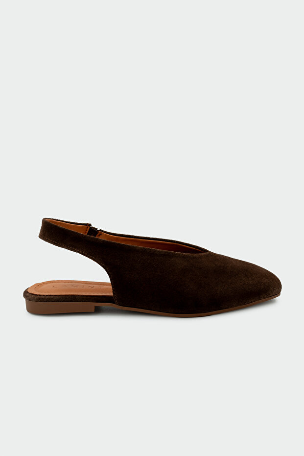 Lupita Asymmetrical Cut Genuine Leather Bitter Brown Women's Flat Ballerinas