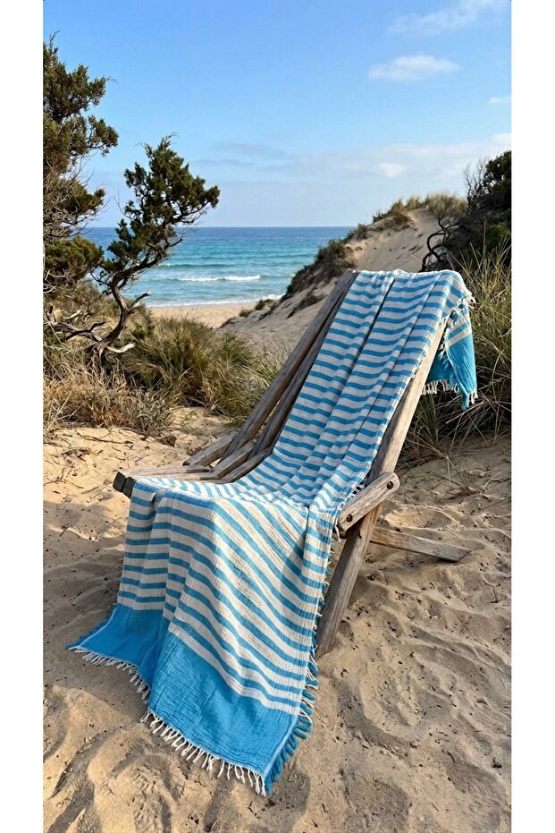 2 Layer Muslin Bath/Beach Towel - Peshtemal - Pareo 100% Organic Cotton 90 X 180 cm