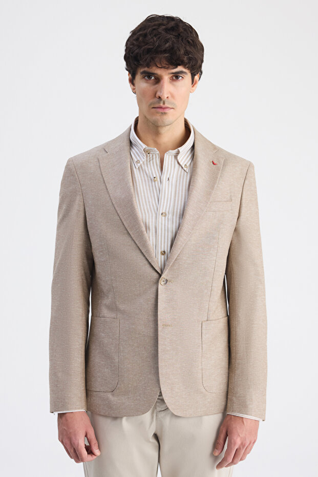 Ds Damat Slim Fit Mink Plain Fabric Jacket