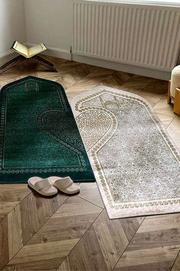 Digital Print Heart Prayer Rug Set for Bride and Groom Wedding Dowry Prayer Mat 70*120