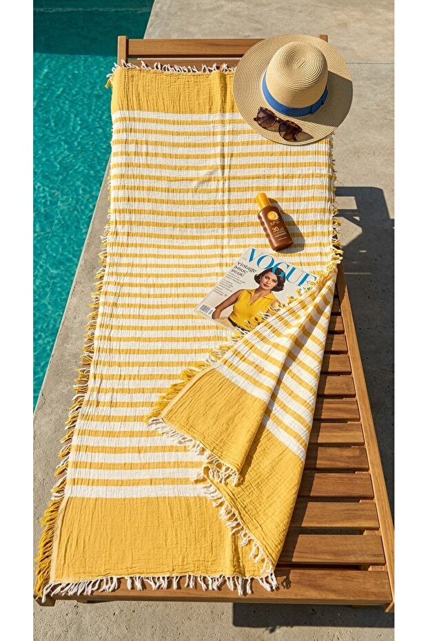 2 Layer Muslin Bath/Beach Towel - Peshtemal - Pareo 100% Organic Cotton 90 X 180 cm