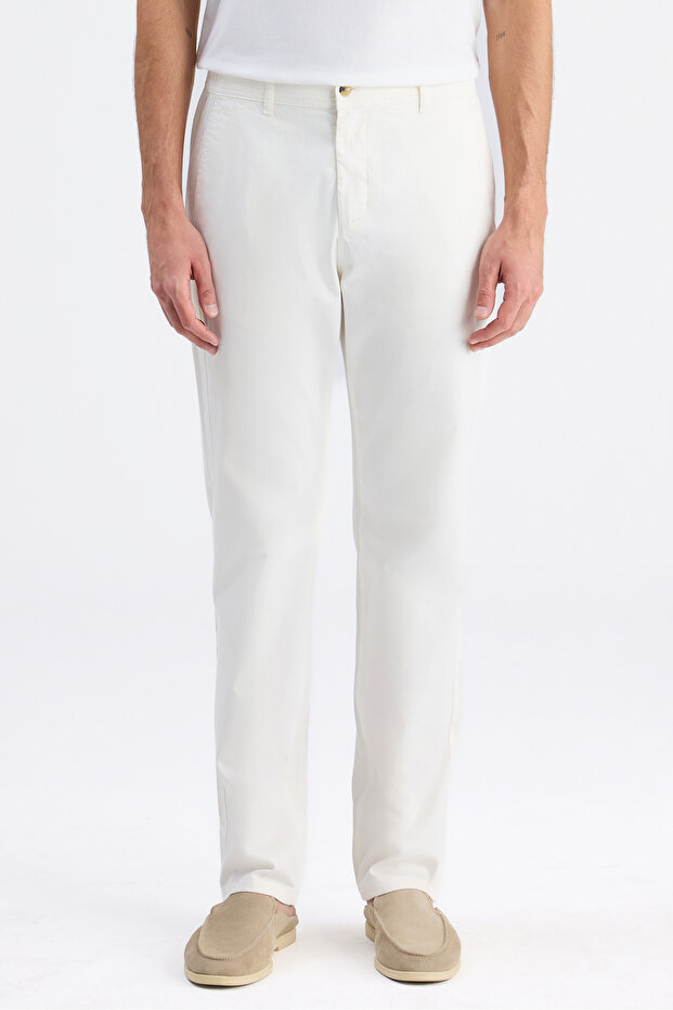 Ds Damat Comfort Fit Ecru Gabardine Chino Trousers