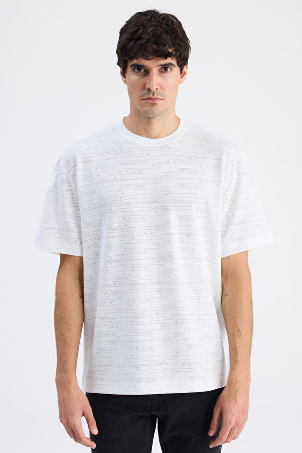 Relaxed Fit Ecru Plain T-Shirt