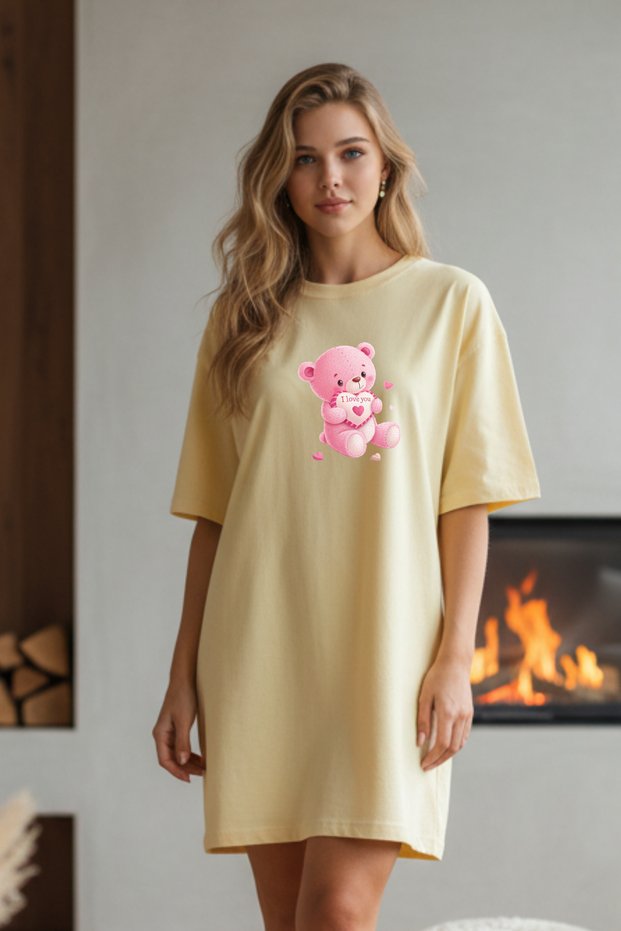 Plus Size Women Short Sleeve Crew Neck T-Shirt Dress Nightgown Comfy Cotton