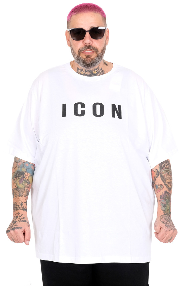 تي شيرت موديل XL مقاس كبير Icon U26107 أبيض