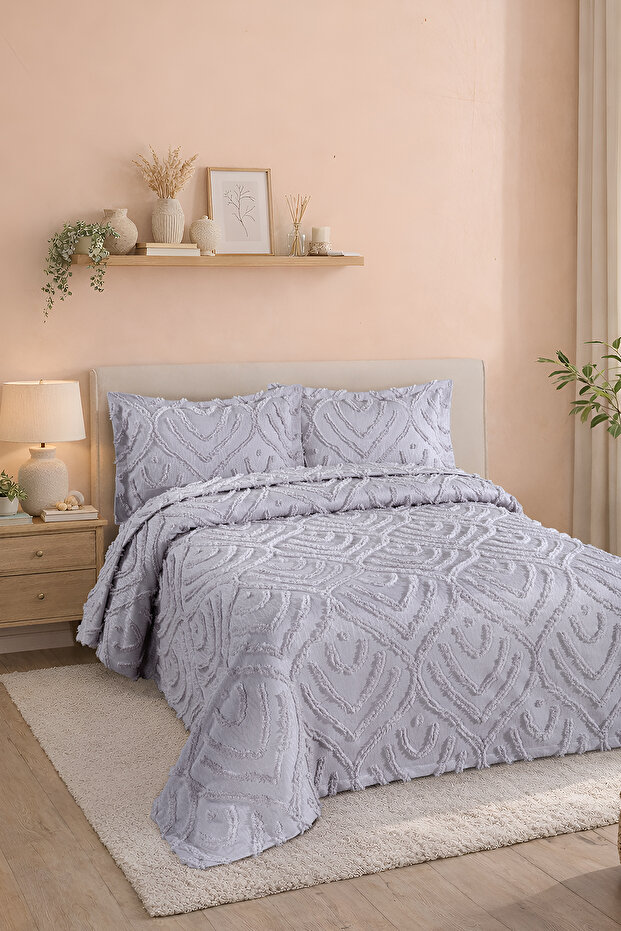Mariva Nordic Double Bohemian Tufted Bedspread Set 240X250 cm (Grey)