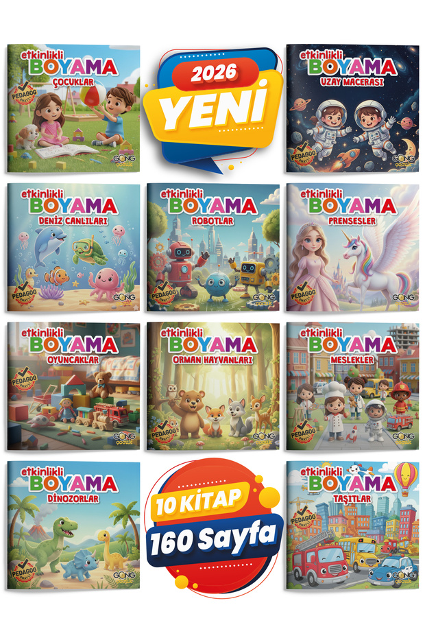 Gong ETKİNLİKLİ BOYAMA SETİ - 10 Kitap