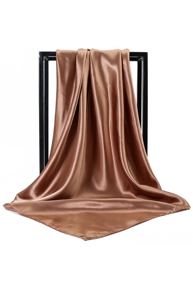 Pure Color Shiny Polyester Satin Scarf - Vibrant Shades with Flowing Texture 90X90