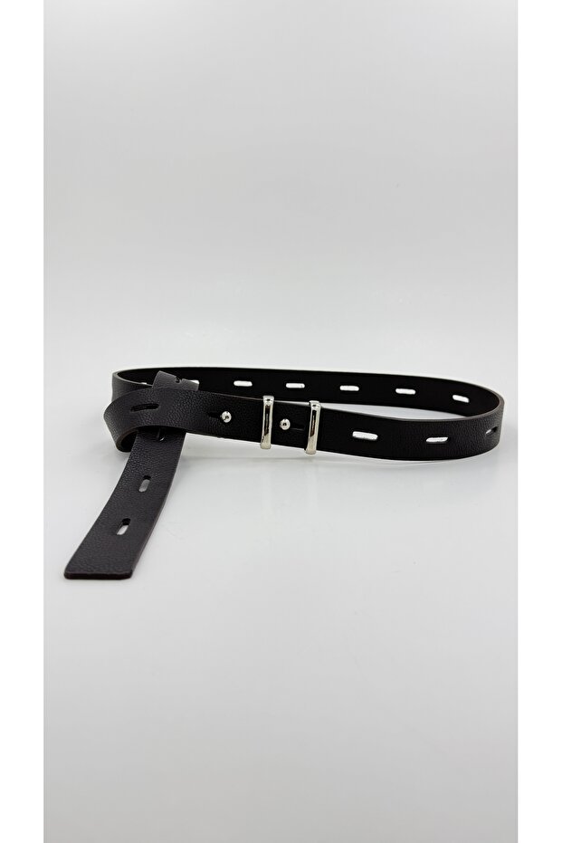 Front-Tie Double Buckle Bitter Brown Women's Belt, Jacket Belt, Dress Belt