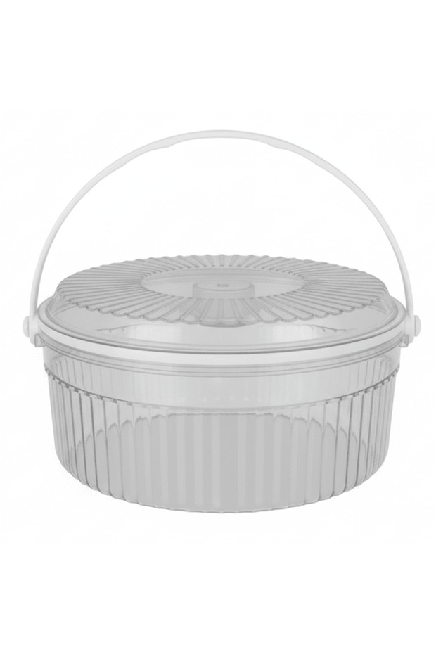Round Plastic Storage Box with Lid 25 cm, Clear & Transparent