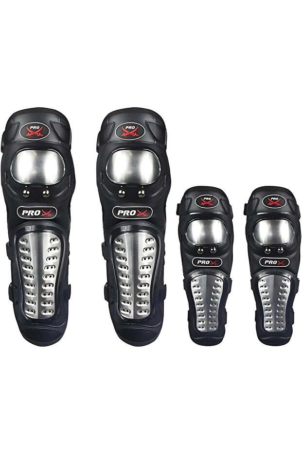 Knee and Elbow Protection Kit 4 Piece Stainless Steel Pads Guards Crash Shockproof Gear for Moto