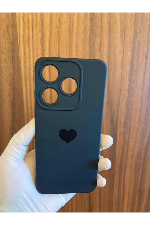 Tecno Spark 10 Heart Printed Inside Velvet Premium Silicone Phone Case (Ki5Q)(Black)