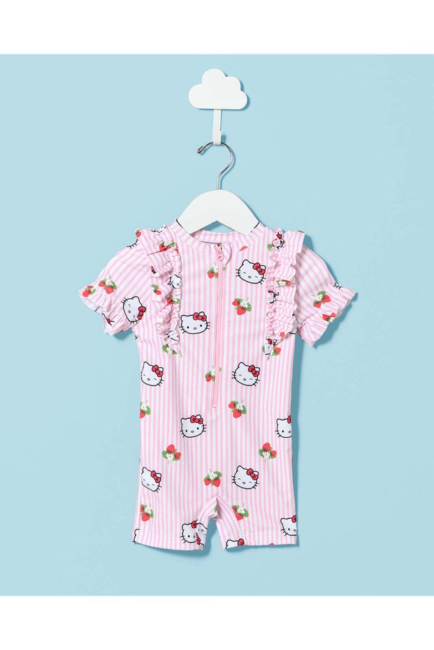 Infant Girls Pink Hello Kitty Printed Onesie Swimwear