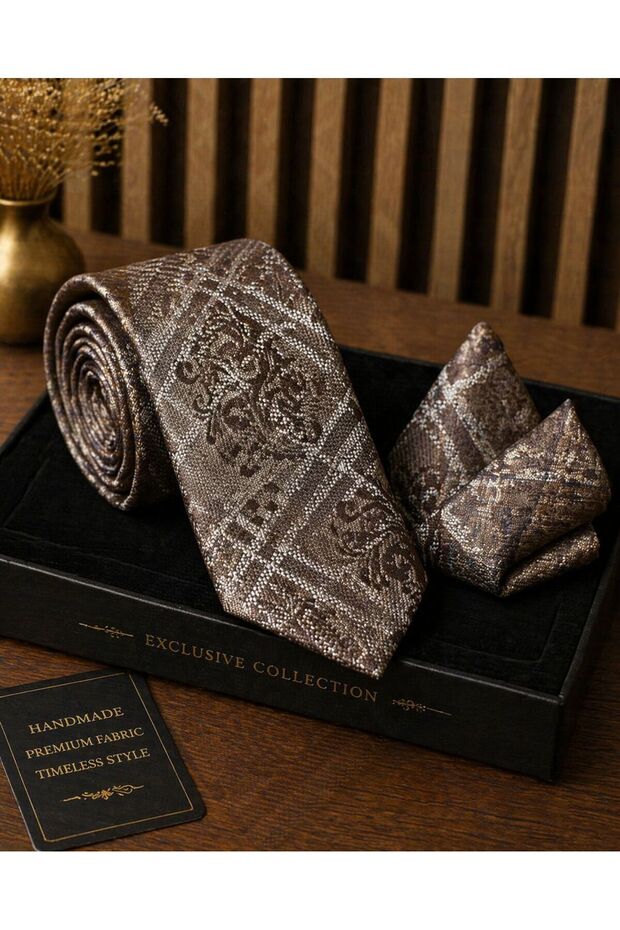 Men's Patterned Tie & Handkerchief Set – Luxurious Jacquard Weave
