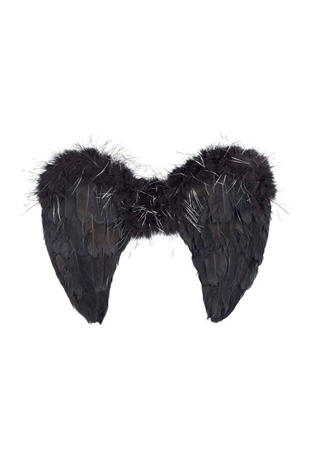 جناح طائر أسود مزين بالريش - من 3 إلى 10 سنوات