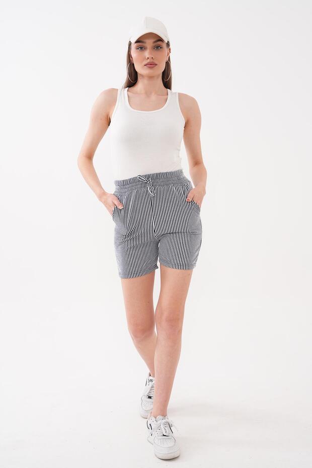 Women's Striped Patterned Pocket Shorts 260286 -