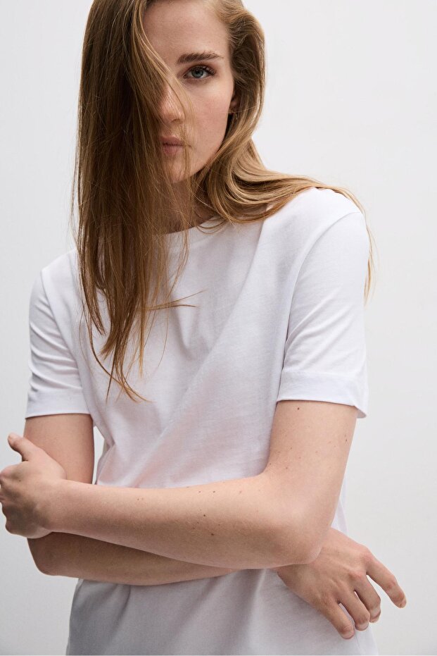 Basic bisiklet yaka t-shirt - 4