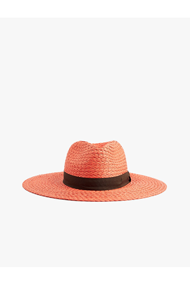 Straw Hat with Band Detail