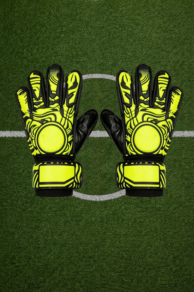 Neon Yellow Pro Goalkeeper Gloves Professional Grip Black Yellow Match and Training Gloves