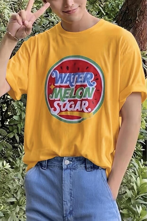 تي شيرت قطني كبير الحجم مطبوع عليه Watermelon Sugar Retro للجنسين