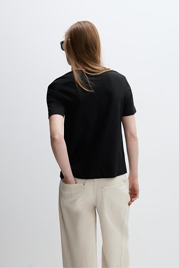 Basic bisiklet yaka t-shirt - 4