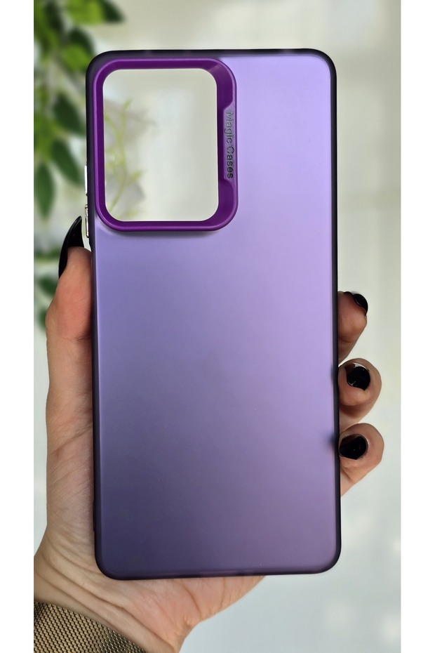 Redmi 12 Compatible Purple Color Gradient Matte Silicone Case with Camera Frame Luxury Electro