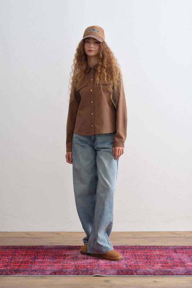 Pocket Detailed Shirt Light Brown