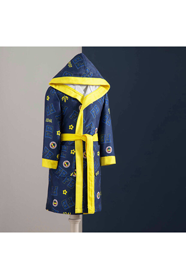 Licensed Fenerbahçe Printed Children's Bathrobe for Ages 8-10