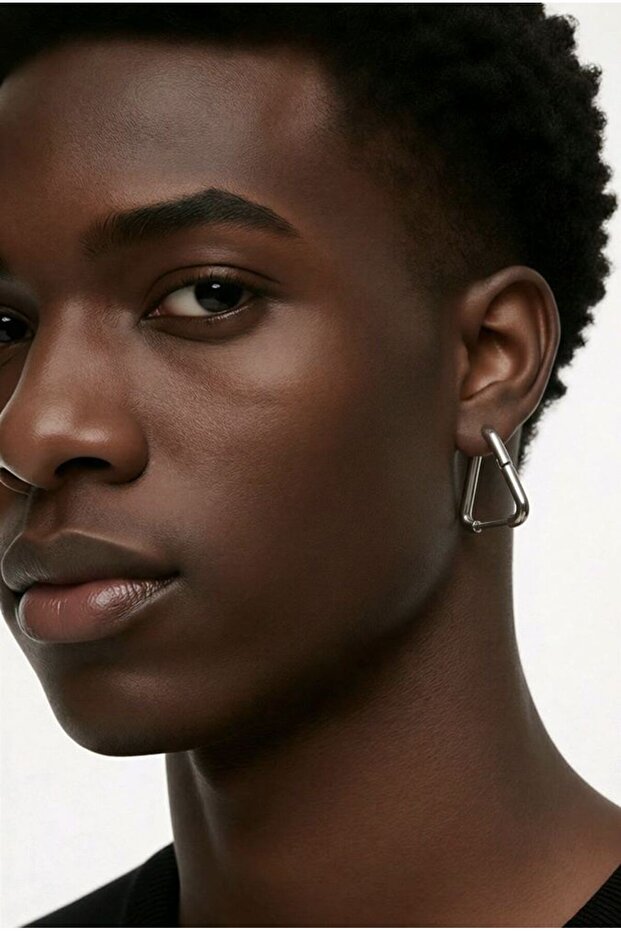 Steel Triangle Figured Earrings