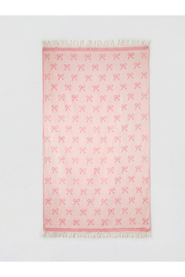 Pink Bow Patterned Peshtemal Towel 90X165 cm