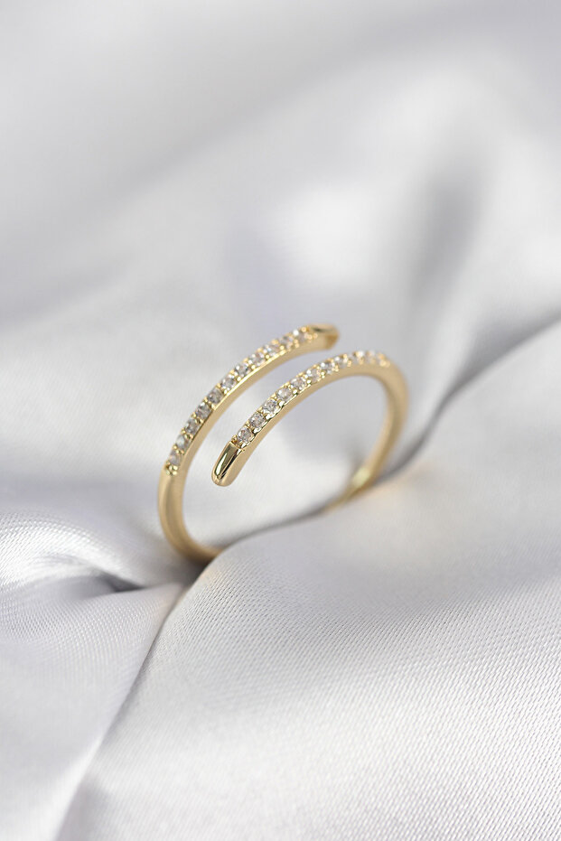 Gold Rk Snake Tail Model Zircon Stone Women's Ring