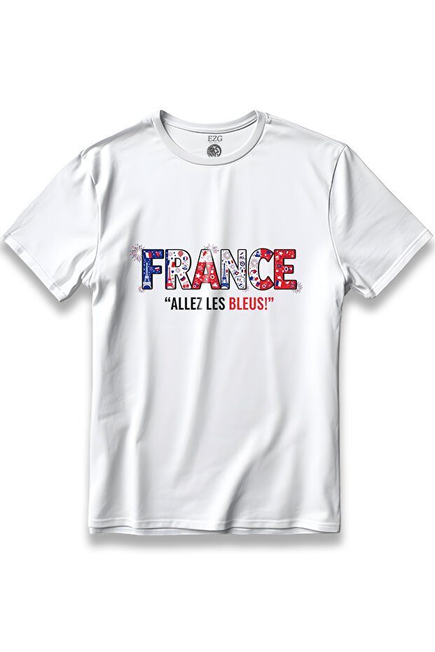 France Fransa World Cup Special Design Printed T-Shirt Unisex 100% Cotton Breathable Thick Fabric T-Shirt