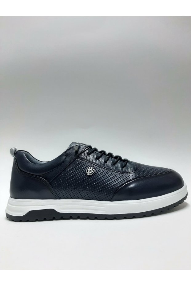 Genuine Leather Smart Lace-Up Light Sole Comfortable Navy Blue Summer Men's Shoes