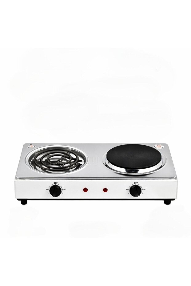 2000W Double Electric Stove – Portable Dual Burner Hot Plate with Spiral & Solid Cast Iron Plates